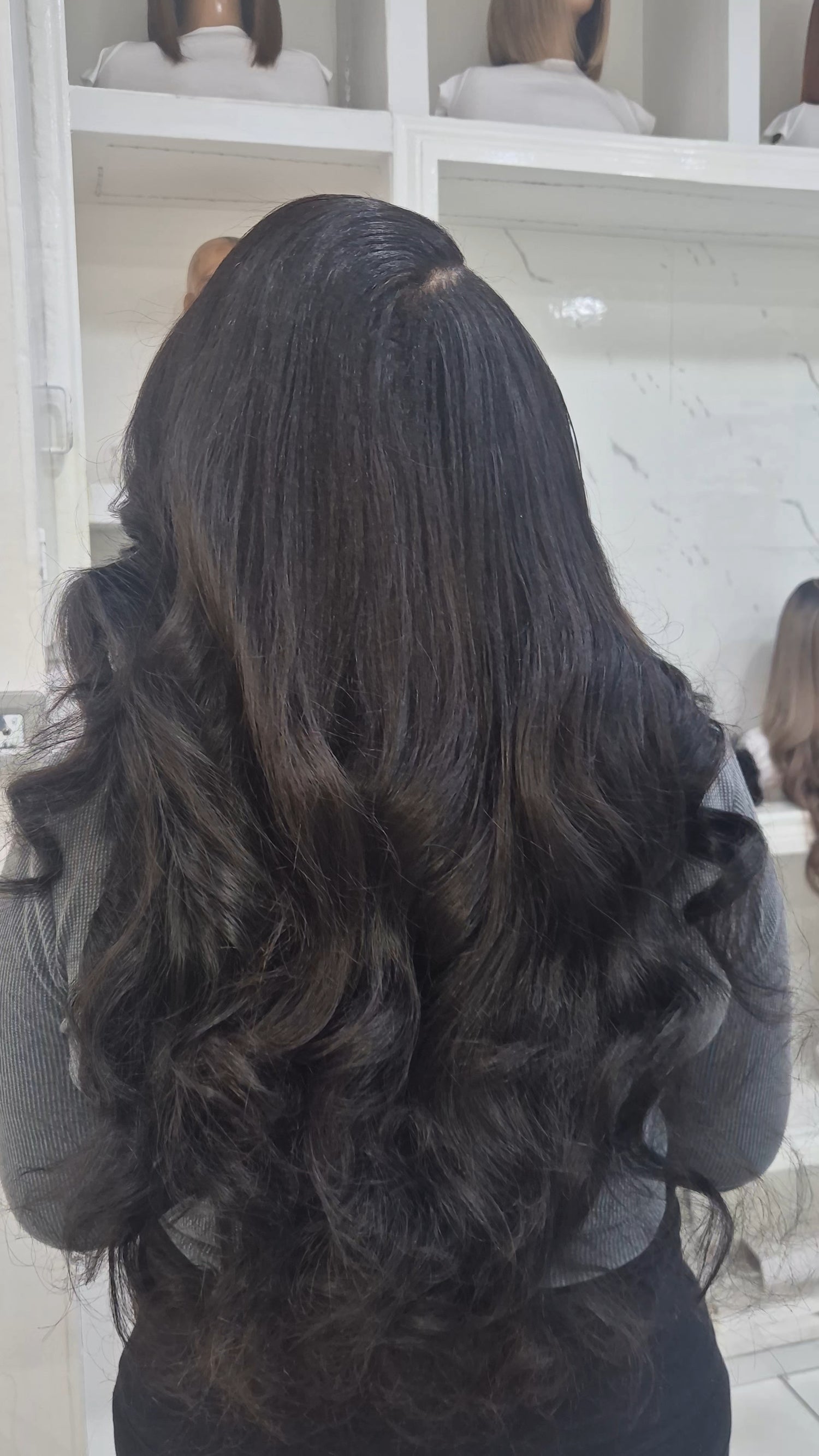 4 bundles of FabHairco raw indian classic curl in 22" 24" 26" 26" blow dried and curled with layers 